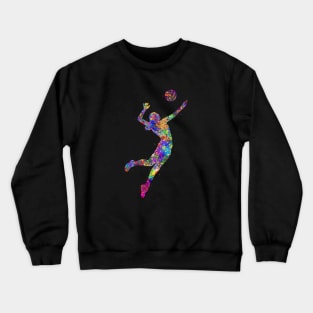 Volleyball player girl watercolor art Crewneck Sweatshirt